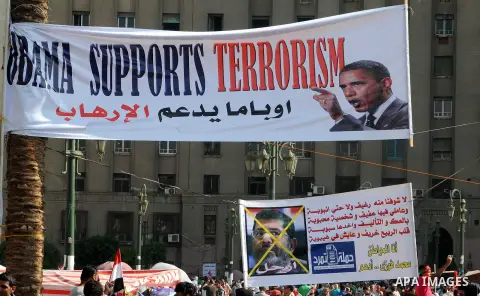 Protesters opposing Egyptian President Mohamed Mursi holds a sign during a protest at Tahrir square in Cairo June 30, 2013. Mass demonstrations across Egypt on Sunday may determine its future, two and half years after pe...