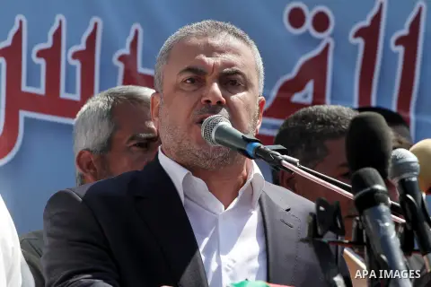 Palestinian leaders of Hamas and Islamic Jehad take part in a protest against Palestinian-Israeli negotiations on August 23, 2013, in Gaza City. A senior Palestinian official accused on August 23 Israel of preventing the...