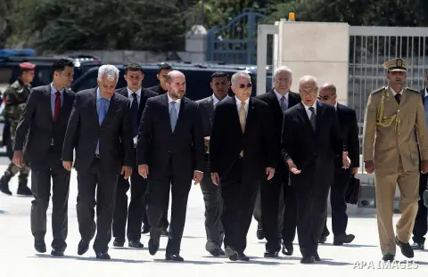 Secretary-General of the Organisation of Islamic Cooperation Ekmeleddin Ihsanoglu arrives to the West Bank City of Ramallah, Aug 27, 2013. Ihsanoglu in two days visit to Ramallah to discuss the latest developments in Pal...