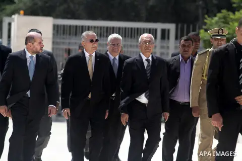 Secretary-General of the Organisation of Islamic Cooperation Ekmeleddin Ihsanoglu arrives to the West Bank City of Ramallah, Aug 27, 2013. Ihsanoglu in two days visit to Ramallah to discuss the latest developments in Pal...