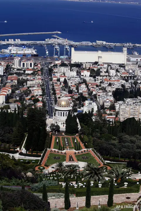 The Baha'i shrine is seen in the northern city of Haifa on Sept. 29, 2013. A gold-enamel domed shrine set among tranquil, dramatically terraced gardens looks out over Israel's busy port city of Haifa and the Mediterranea...