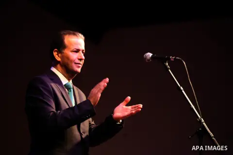 Jordanian singer Ayman Yahya sings during the concert of the week before last of "Music nights in Jerusalem of Arab" festival, in Jerusalem on November 21, 2013. The festival organised by Edward Said music conservatory f...