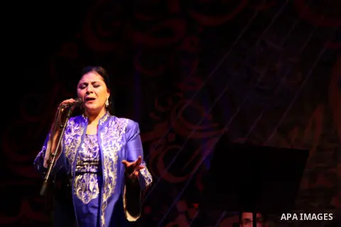 Palestinian singer Sana Moussa sings during the Conclusion of'' Music nights in Jerusalem of Arab'' festival, in Jerusalem, on Nov. 23, 2013. The festival organised by Edward Said music conservatory for the fifth year in...