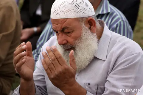 Palestinians pray for rain at al-Kateba square in Gaza City on December 2, 2013. The Ministry of Awqaf and Religious Affairs have held special prayers to invoke God for rain. The special Muslim prayers known as Salat al-...