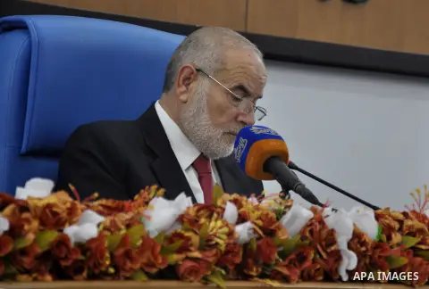 The spokesman of the Palestinian Parliament in Gaza Strip, Ahmed Bahar meets with Members of the Palestinian Legislative council at the Legislative Council, in Gaza City on Dec. 04, 2013. Photo by Mohammed Talatene