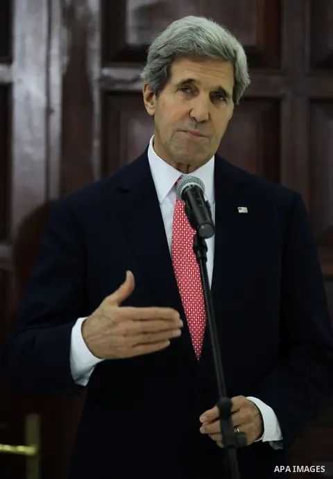 U.S. Secretary of State John Kerry speaks to the media following his meeting with Palestinian President Mahmoud Abbas in the West Bank city of Ramallah December 5, 2013. Kerry said on Thursday that some progress had been...