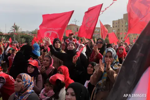 Palestinians take part in a rally in Gaza City on December 7, 2013, marking the 46th anniversary of the founding of the Popular Front for the Liberation of Palestine (PFLP), a Palestinian Marxist revolutionary organizati...
