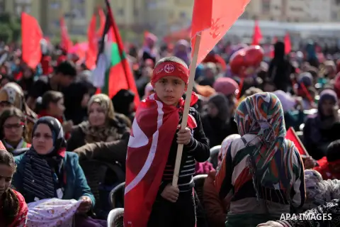 Palestinians take part in a rally in Gaza City on December 7, 2013, marking the 46th anniversary of the founding of the Popular Front for the Liberation of Palestine (PFLP), a Palestinian Marxist revolutionary organizati...
