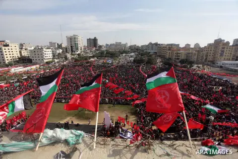 Palestinians take part in a rally in Gaza City on December 7, 2013, marking the 46th anniversary of the founding of the Popular Front for the Liberation of Palestine (PFLP), a Palestinian Marxist revolutionary organizati...