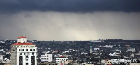 A general view from Gaza city during winter, on Dec. 12, 2013. The weather in Gaza dropped to 6 degrees Celsius (43 degrees Fahrenheit) with heavy rain showers and cloudy skies. Photo by Yasser Qudih