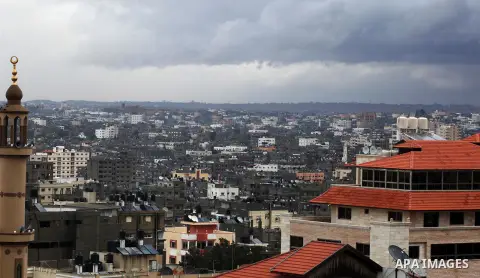 A general view from Gaza city during winter, on Dec. 12, 2013. The weather in Gaza dropped to 6 degrees Celsius (43 degrees Fahrenheit) with heavy rain showers and cloudy skies. Photo by Yasser Qudih