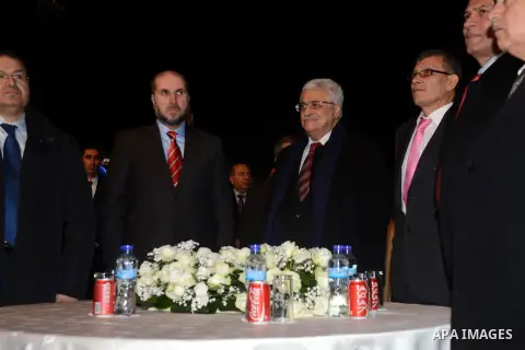 Palestinian Authority President Mahmud Abbas attends a mass wedding ceremony in the West bank city of Jericho on January 28, 2014. Nearly 300 Palestinians were married in the West Bank and the Gaza Strip Tuesday in a mas...