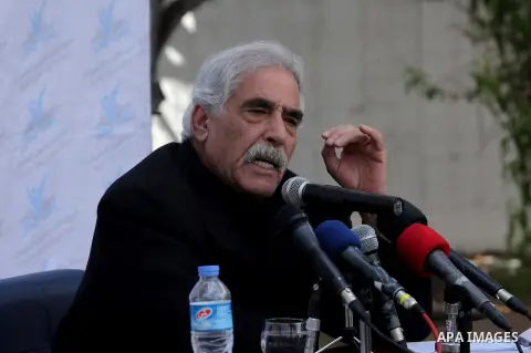 Fatah movement Leader Ibrahim Abu-Naja ,speaks during a press conference in Gaza city, Feb. 27, 2014. Photo by Ashraf Amra