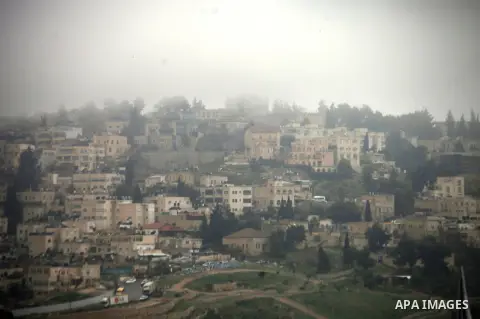 The Church of Cenacle also known as the Coenaculum and erroneously, is seen during a hazy and cloudy weather, in Jerusalem's Old City March 09, 2014. Photo by Saeed Qaq