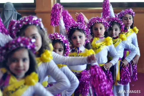 Palestinian children take part in a celebration to mark the International Children Day in Gaza city on April, 06, 2014. Photo by Mohammed Talatene