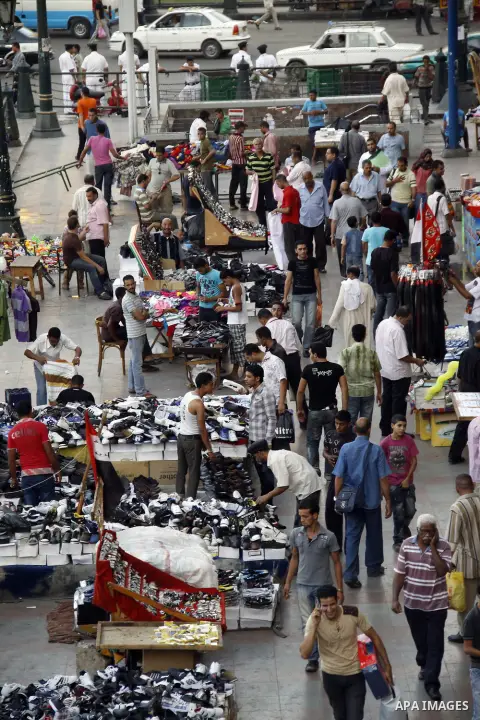A general view of street vendors with their wares in Old Cairo April 20, 2014. Photo by Mohammed Bendari