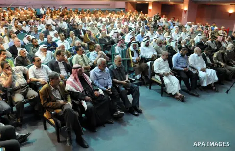 Hamas deputy leader Mussa Abu Marzuq attends a press conference in Khan Younis, in the southern Gaza Strip, May 5, 2014. Abu Marzuq said the Palestinian resistance movement will never recognize Israel, despite its recent...