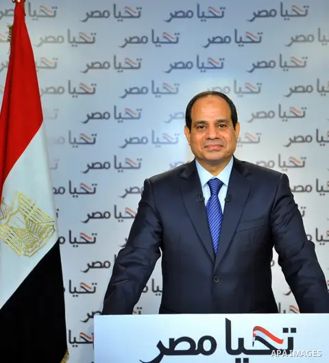 Egyptian ex-army chief and leading presidential candidate Abdel Fattah al-Sisi speaks during a press conference in Cairo on May 23, 2014. Sisi is so sure of victory in the May 26-27 election that he has not addressed any...