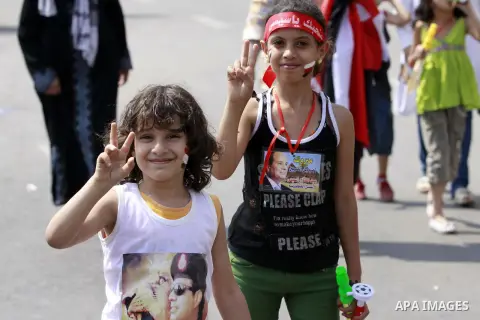 Egyptians celebrate upon the completion of the swearing-in ceremony by President elect Abdel Fattah al-Sissi, in Tahrir square, Cairo, Egypt, 08 June 2014. Former army chief Abdel Fattah al-Sissi was on 08 June, sworn in...