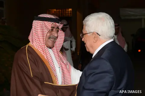 Palestinian President, Mahmoud Abbas meets with Crown Prince of Saudi Arabia, Prince Muqrin bin Abdul Aziz Al Saud, in Jeddah, Saudi Arabia, on June 17, 2014. Photo by Thaer Ganaim