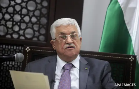 Palestinian president Mahmud Abbas speaks during a meeting with Robert Serry, the United Nations Special Coordinator for the Middle East Peace Process, at his office in the West Bank city of Ramallah on July 6, 2014. Abb...