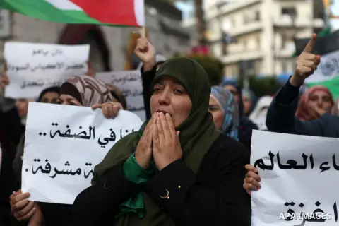Palestinian protesters shout slogans and hold signs during a demonstration against Israel's military action and violence in the Gaza strip, in West Bank City of Ramallah July 20, 2014. Israeli strikes on Gaza on Sunday,...