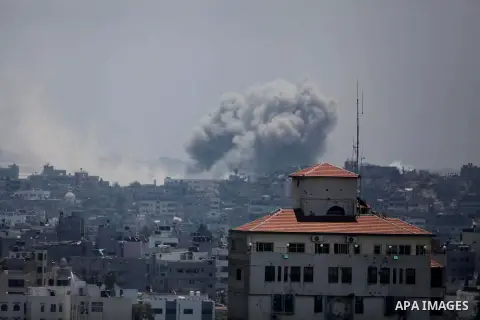 Smoke from the explosion of an Israeli strike rise over Gaza City, Tuesday, July 29, 2014. Israel escalated its military campaign against Hamas on Tuesday, striking symbols of the group's control in Gaza and firing tank...