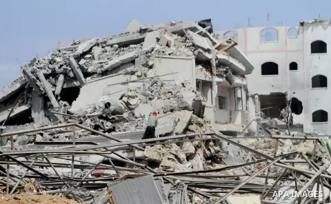 The rubbles of a Palestinian house, which witnesses said was badly damaged during the Israeli offensive, is seen at al-Shijaiyah neighborhood in the east of Gaza City August 5, 2014. Israel pulled its ground forces out o...