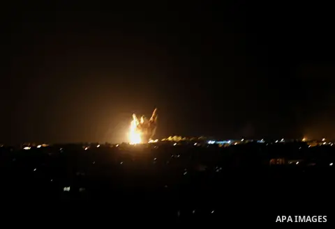 Smoke and fire billow following an Israeli air strike in Rafah in the southern of Gaza Strip on August 09, 2014. Israeli warplanes pounded targets in Gaza, a day after killing at least five Palestinians, and militants fi...