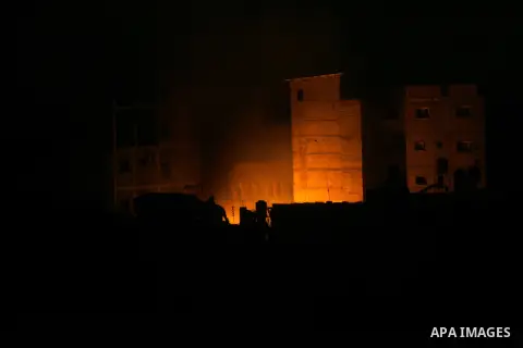 A ball of fire rises from a mall following an Israeli airstrike in Rafah in the southern Gaza strip on Aug. 23, 2014. Egypt is to invite Israeli and Palestinian delegations to return to Cairo to resume talks on a long-te...