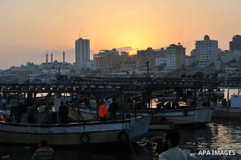 Palestinian fishing boats are moored at Gaza's seaport in Gaza City early on August 29, 2014. Israel and Hamas accepted an Egyptian proposal for a long-term ceasefire in war-torn Gaza on August 26 in a move to end 50 day...
