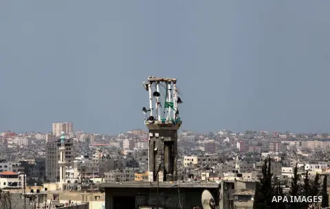 A general shows the buildings which destroyed during fighting between Hamas militants and Israel in the Al-Shaaf neighbourhood, in Gaza City, on August 31, 2014. An indefinite ceasefire to end seven weeks of fighting bet...