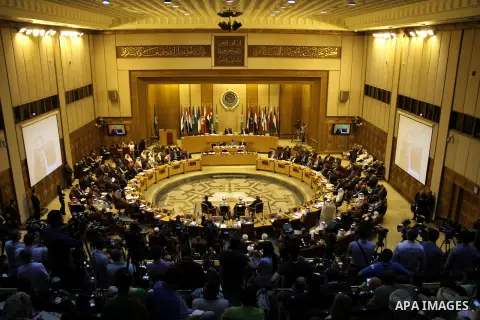 Foreign ministers of the Arab League take part in an emergency meeting at the league's headquarters in Cairo September 7, 2014. According to media sources among other topic the ministers will be discussing are the ongoin...