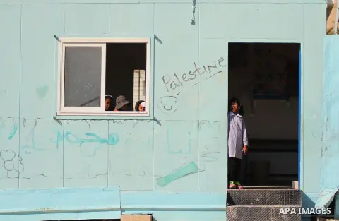 Palestinian Bedouin Students learn at Arab Al-Ka'abneh school in Al-Mu'arrajat area near the West Bank city of Jericho, on Sep. 08, 2014. Dozens of Palestinian children in the ramshackle Bedouin community outside Jerusal...