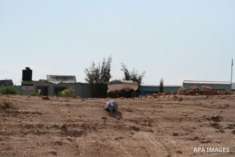 Palestinian Bedouin Students arrive to Arab Al-Ka'abneh school in Al-Mu'arrajat area near the West Bank city of Jericho, on Sep. 08, 2014. Dozens of Palestinian children in the ramshackle Bedouin community outside Jerusa...