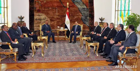 Egyptian President Abdel Fattah al-Sisi meets with Eritrean President Isaias Afewerki in Cairo, Egypt, on Sep. 09, 2014. apaimages/Egyptian Presidency