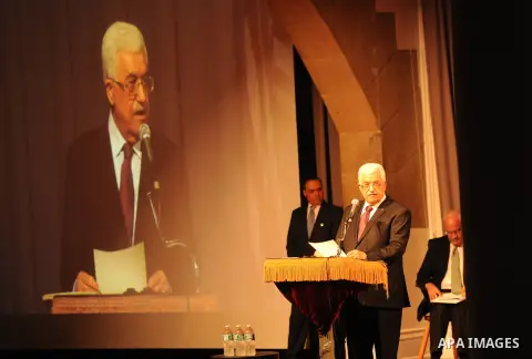 Palestinian President Mahmoud Abbas (Abu Mazen) delivers a speech at Cooper Union, Monday, Sept. 22, 2014, in New York, United State of America. Photo by Thaer Ganaim