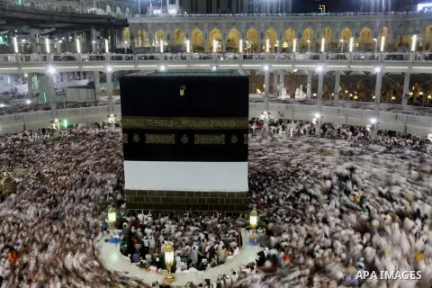 Muslim pilgrims pray around the holy Kaaba at the Grand Mosque, during the annual haj pilgrimage in Mecca September 30 2014. According to the Muslims holy book the Koran, the Kaaba was built by Abraham and his son Ismael...