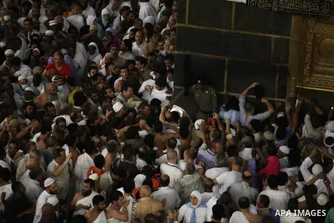 Muslim pilgrims pray around the holy Kaaba at the Grand Mosque, during the annual haj pilgrimage in Mecca September 30 2014. According to the Muslims holy book the Koran, the Kaaba was built by Abraham and his son Ismael...