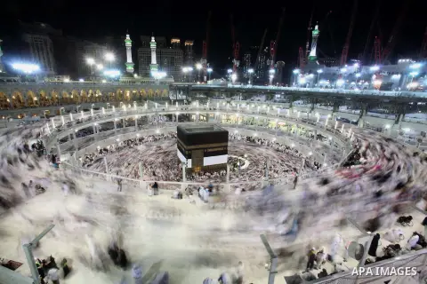Muslim pilgrims pray around the holy Kaaba at the Grand Mosque, during the annual haj pilgrimage in Mecca September 30 2014. According to the Muslims holy book the Koran, the Kaaba was built by Abraham and his son Ismael...