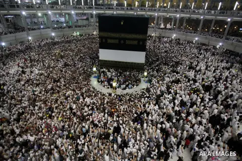 Muslim pilgrims pray around the holy Kaaba at the Grand Mosque, during the annual haj pilgrimage in Mecca September 30 2014. According to the Muslims holy book the Koran, the Kaaba was built by Abraham and his son Ismael...