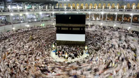 Muslim pilgrims pray around the holy Kaaba at the Grand Mosque, during the annual haj pilgrimage in Mecca September 30 2014. According to the Muslims holy book the Koran, the Kaaba was built by Abraham and his son Ismael...