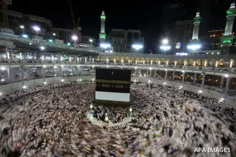 Muslim pilgrims pray around the holy Kaaba at the Grand Mosque, during the annual haj pilgrimage in Mecca September 30 2014. According to the Muslims holy book the Koran, the Kaaba was built by Abraham and his son Ismael...