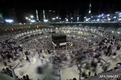 Muslim pilgrims pray around the holy Kaaba at the Grand Mosque, during the annual haj pilgrimage in Mecca September 30 2014. According to the Muslims holy book the Koran, the Kaaba was built by Abraham and his son Ismael...