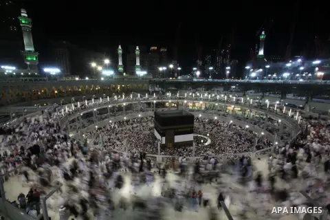 Muslim pilgrims pray around the holy Kaaba at the Grand Mosque, during the annual haj pilgrimage in Mecca September 30 2014. According to the Muslims holy book the Koran, the Kaaba was built by Abraham and his son Ismael...