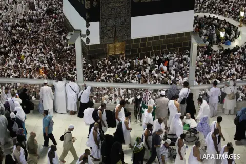 Muslim pilgrims pray around the holy Kaaba at the Grand Mosque, during the annual haj pilgrimage in Mecca September 30 2014. According to the Muslims holy book the Koran, the Kaaba was built by Abraham and his son Ismael...