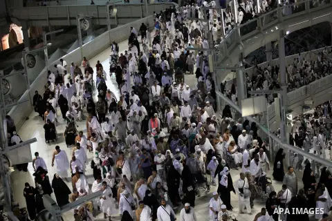 Muslim pilgrims pray around the holy Kaaba at the Grand Mosque, during the annual haj pilgrimage in Mecca September 30 2014. According to the Muslims holy book the Koran, the Kaaba was built by Abraham and his son Ismael...