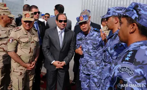 Egypt's President Abdel Fattah al-Sisi attends a Naval exercise in Cairo, Egypt, on October 21, 2014. apaimages/Egyptian Presidency