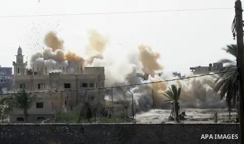 Smoke rises after a house was blown up during a military operation by Egyptian security forces in the Egyptian city of Rafah near the border with southern Gaza Strip Nov. 01, 2014, as Egypt began setting up a buffer zone...