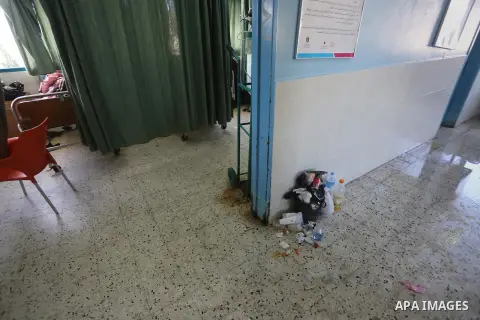 A view into al-shifa hospital during the strike of the clean workers to demand for pay their salaries, in Gaza City December 4, 2014. Photo by Mohammed Asad